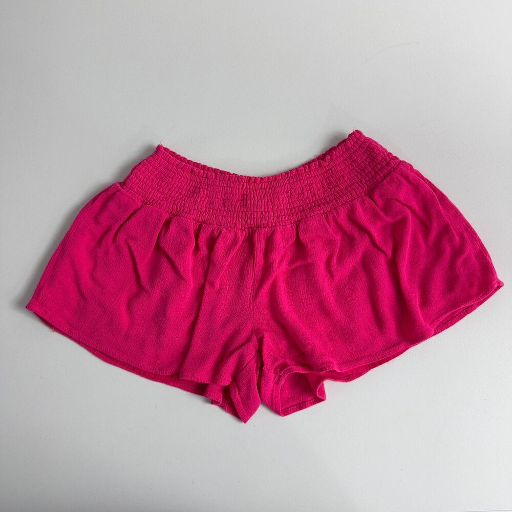 Hayden Girls Flowy Smocked Waist Shorts Pink Gauze Lined Size L